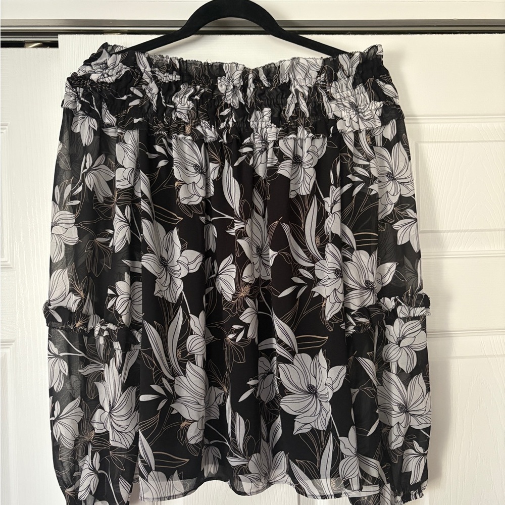 Floral Black and White Women's Skirt